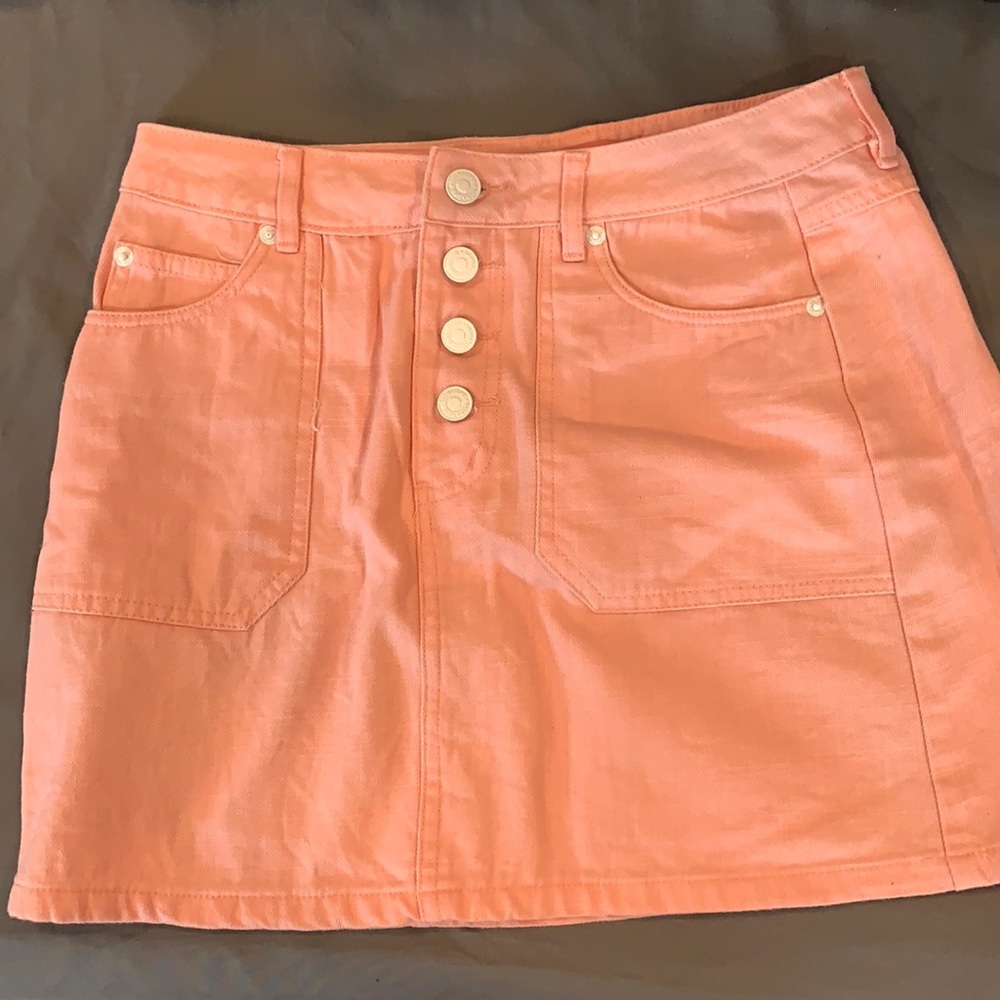 Pink mini jean skirt